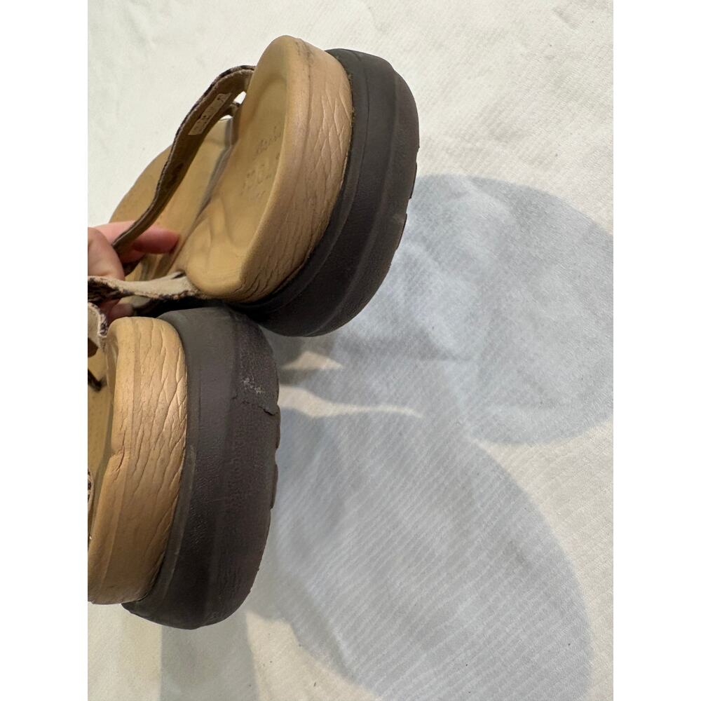 Crocs Women 11 Capri Flip Flop Sandals Leopard Print Wedge Dual Comfort Toe Post - Picture 9 of 13